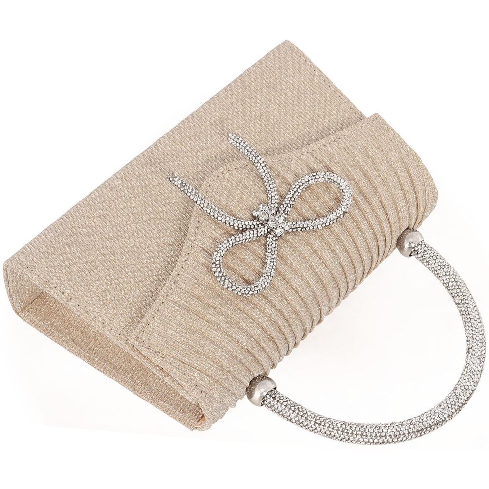 2024 Sparkling Evening Clutch Purse ,Rhinestone Bow Top Handle Party - Picture 7 of 7